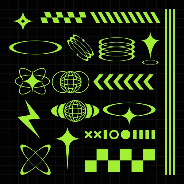 Y2k sembolleri retro star simgeleri moda asit çılgınlığı ve poster ve sokak giysisi tasarımları için grafik elementler