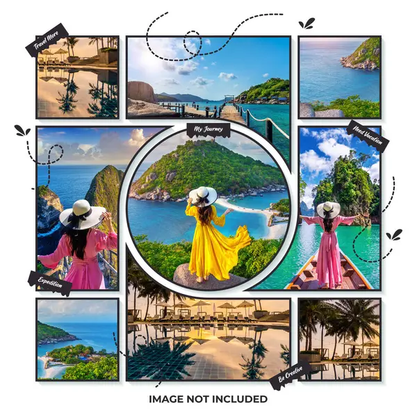 Kolaj Şablonları Seyahat Fotoğrafı Çerçeve Düzenleme Albüm veya Galeri