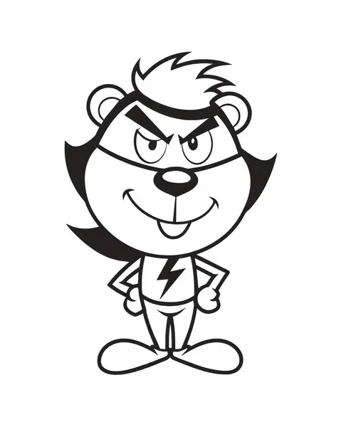 Siyah mürekkep çizim tarzında bir Boltman karakterinin şirin karikatürü