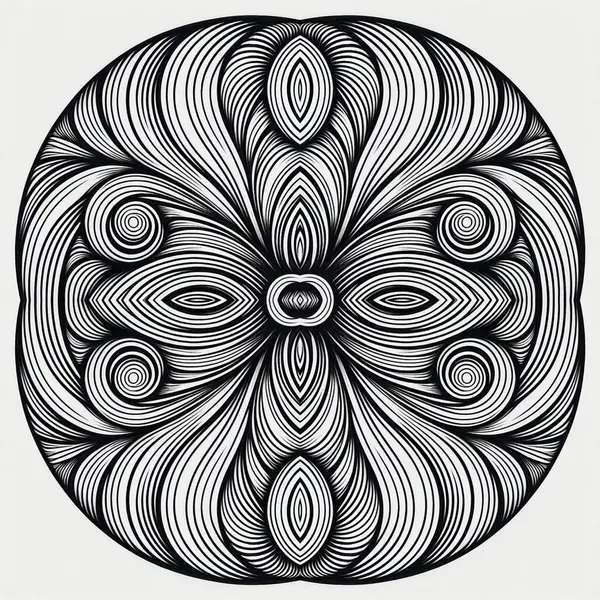 Soyut stil çizgisi sanat siyah mürekkep çiçek süslemesi grafik tasarımı