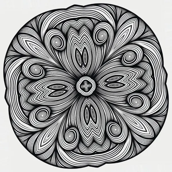 Soyut stil çizgisi sanat siyah mürekkep çiçek süslemesi grafik tasarımı