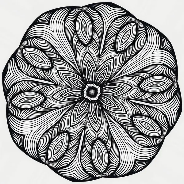 Soyut stil çizgisi sanat siyah mürekkep çiçek süslemesi grafik tasarımı