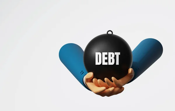 Zakenman Met Grote Schulden Witte Achtergrond Economische Crisis Financiële Crisis — Stockfoto