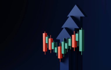 Döviz kurunu ve borsa eğilimlerini gösteren bilgiler. Başarılı ticaret ve yatırım stratejileri için verileri analiz edin. 3d resimleme,