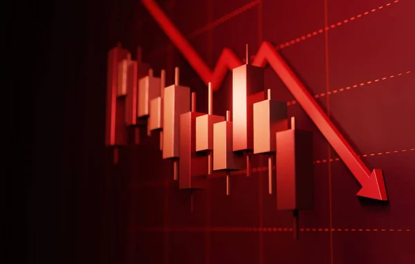 Gazdasági Válság Pénzügyi Visszaesés Koncepcióját Tükröző Csökkenő Készletdiagram Tökéletes Üzleti — Stock Fotó
