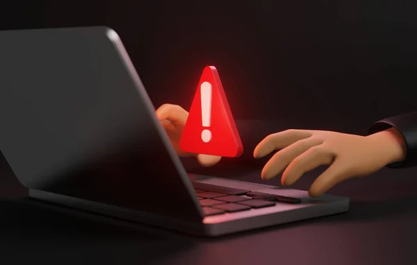 Advertencia Ataque Cibernético Ordenador Portátil Dentro Red Informática Comprometida Peligro —  Fotos de Stock