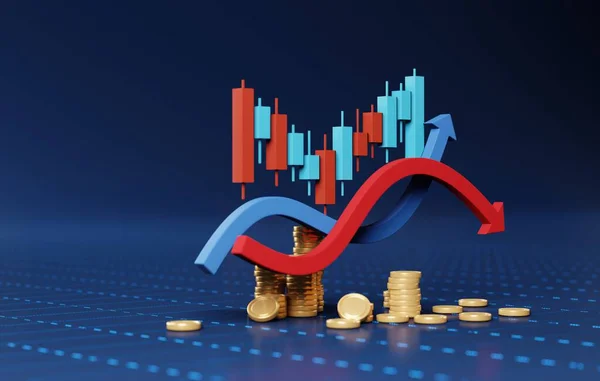 Explore the journey through stock market fluctuations and investment risks, forging a path towards sustainable business growth. 3D render illustration.
