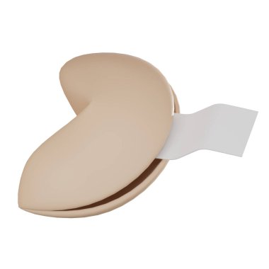 Çin Yeni Yılı 'nın özü, şans kurabiyesi ikonu, uğurlu bir mesaj taşıyor. Şans, neşe ve geleneği simgeliyor. 3 Boyutlu resimleme.