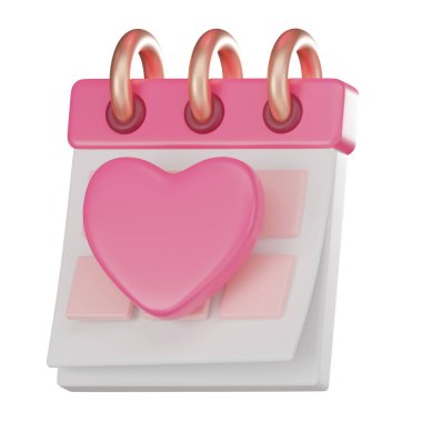 Sevgililer Günü takvimi. Romantik planlama, özel kutlamalar ve 14 Şubat 'ta anılar yaratmak için mükemmel. 3 Boyutlu resimleme.
