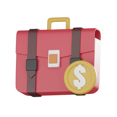 Dolar işaretli evrak çantası, finansal başarıyı ve girişimciliği simgeliyor. 3d hazırlayıcı.