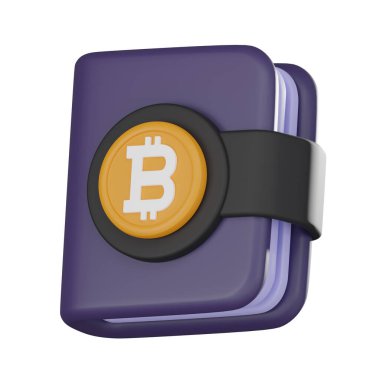 Bitcoin cüzdan 3D ikonu, dijital finans sembolü ve şifreleme ve çevrimiçi para biriminin zenginliği, onu sizin finansal ve teknoloji projeleriniz için mükemmel yapıyor. 3 Boyutlu resimleme 