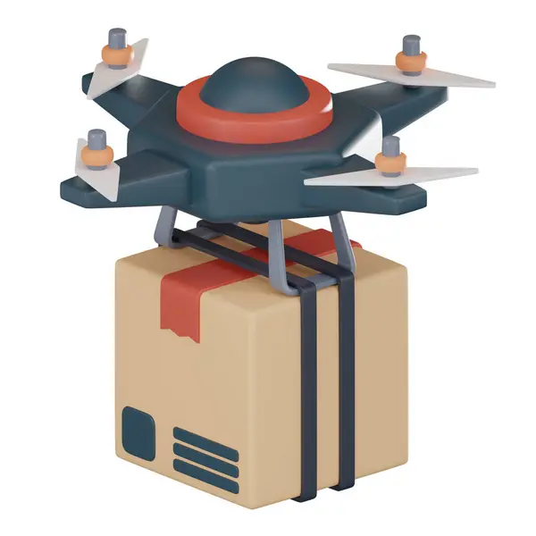 Icon delivery drone symbolizes, logistics, enabling fast , reliable delivery goods. Use presentations, marketing materials, website designs related, drone delivery, logistics. 3D render illustration.