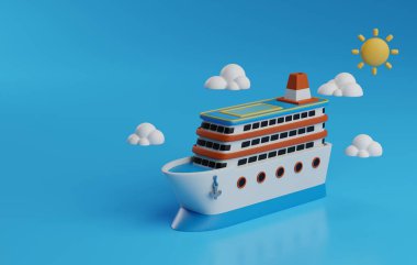 Gemi seyahati, deniz yolculuğu ve tatil maceralarının özünü aktarmak için mükemmel. 3 Boyutlu resimleme