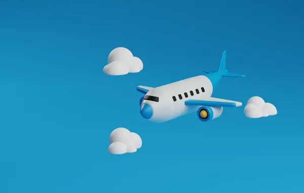 飛行機 航空旅行と探査の象徴的なアイコン 航空をテーマにしたプロジェクト 旅行広告 クリエイティブデザインに最適です 3Dレンダリングイラスト ロイヤリティフリーのストック写真