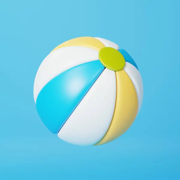 カラフルなビーチボール 晴れたビーチでの休暇の楽しみとリラクゼーションの本質に最適です 3Dレンダリングイラスト ストックフォト