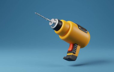 Hassasiyet ve gücün elektrikli matkap sembolü. DIY meraklıları, inşaatçılar ve endüstriyel kavramlar için mükemmel. 3 Boyutlu resimleme