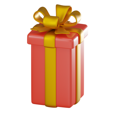 3D Renkli Noel Hediyesi Kırmızı Kutusu ve Altın Kurdele Simgeleri Mevsimlik Tatil Dekorasyonları.