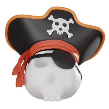 3 Boyutlu Kurukafa Simgesi Resimli Korsan Şapkası