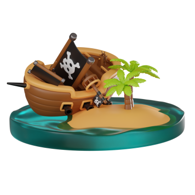 3B Render Korsan Kırık Gemi Batığı Simgesi ResmiComment