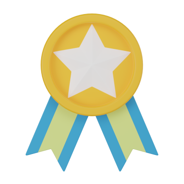 Yıldız rozeti, başarı madalyası ve rütbe sembolü. Projelerinizde mükemmeliyet, takdir ve zafer taşımak için mükemmel. 3 Boyutlu resimleme.