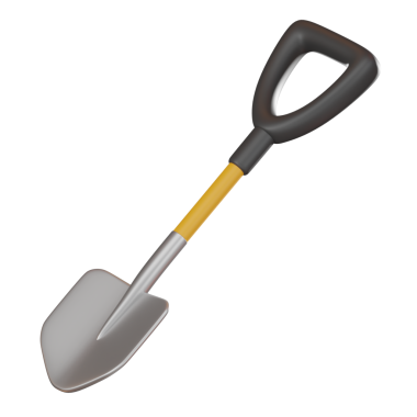 Kürekle tarım ve inşaat için vazgeçilmez bir araç. Kırsal hayatın ve açık hava işinin özünü somutlaştıran projeler için mükemmel. 3 Boyutlu resimleme