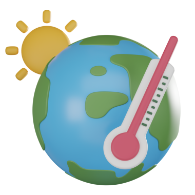 Dünya küresi ve sıcak termometre. Gezegenimizdeki yükselen sıcaklıkların ve küresel ısınmanın aciliyetini araştırın. 3 Boyutlu resimleme