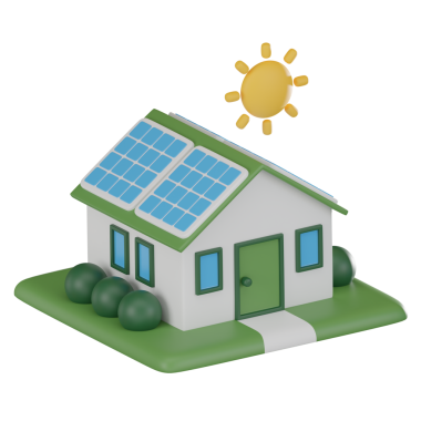 Güneş Evi, yenilenebilir enerji ve yeniliği simgeliyor. Çevreye duyarlı tasarımlar ve sürdürülebilir teknoloji görselleri için mükemmel. 3 Boyutlu resimleme