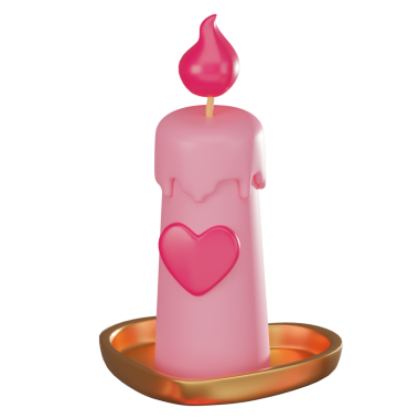 Sevgililer Günü 'nde sıcak ve samimi atmosfer yaratmak için kokulu mum sembolünün tutkulu romantizmi. Aşkı ve tutkuyu ifade etmek için mükemmel. 3 Boyutlu resimleme