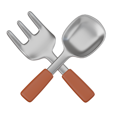 Kaşık, çatal, yemek temaları, yemek servisi görselleri ve mutfak malzemeleri için tasarlanmış 3 boyutlu bir tasarım. Aşçılık ya da masa ayarlama projeleri için harika.