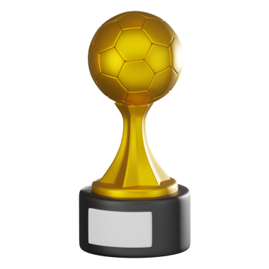 3 boyutlu resim ve altın bir futbol kupası. Spor müsabakaları, şampiyonluk tasarımları ve zafer ve takım çalışması ödülleri için mükemmel..