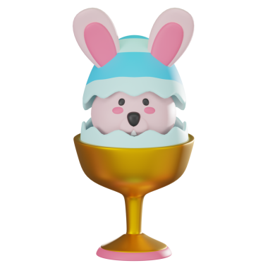 3 boyutlu yumurta ikonunda tavşancık tüylü, çizgi film tarzı bir tasarıma sahiptir. Tatil temaları, tebrik kartları ve dijital sanat eserleri için ideal. Eğlenceli ve neşeli bir Paskalya süslemesi..