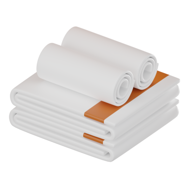 Sağlık, hijyen ve otel temalı tasarımlar için yumuşak katlanmış havlu. 3B Rrender Simgesi illüstrasyonu