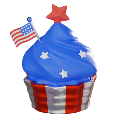 Amerikan Bağımsızlık Günü temaları için nefis bir ikon kek. 3 Boyutlu resimleme.