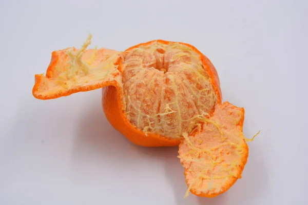 Fresh Healthy Fruits Orange Tangerine Thin Skin Removed Located White — Stock Photo, Image