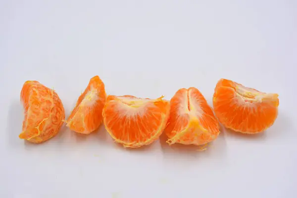 Fresh Healthy Fruits Orange Tangerine Thin Skin Removed Located White — Stock Photo, Image