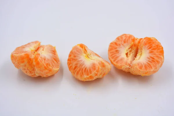 Fruits Frais Mûrs Délicieux Mandarine Orange Pelée Sans Peau Située — Photo