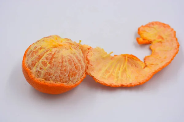 Fruits Frais Sains Mandarine Orange Avec Une Peau Fine Enlevée — Photo
