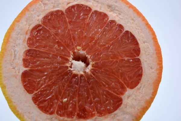 Fruta Fresca Deliciosa Saudável Toranja Vermelha Madura Vermelha Encontra Cortada — Fotografia de Stock