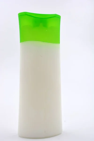 Kozmetikumok Arckrém Arc Test Bőrápolás Átlátszó Műanyag Elegáns Palack Zöld — Stock Fotó