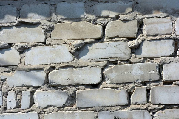 Unusual Construction Background White Bricks Smeared Gray Cement Professional Uneven — Stock Photo, Image