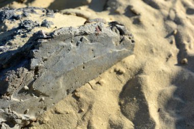 Doğa, büyük beton yapı taşları olan altın kumlar.