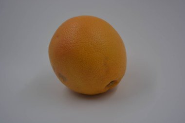 Sağlıklı ve sağlıklı yiyecekler, taze meyve. Güzel bir portakal kırmızısı bütün greyfurt beyaz plastik arka planda..