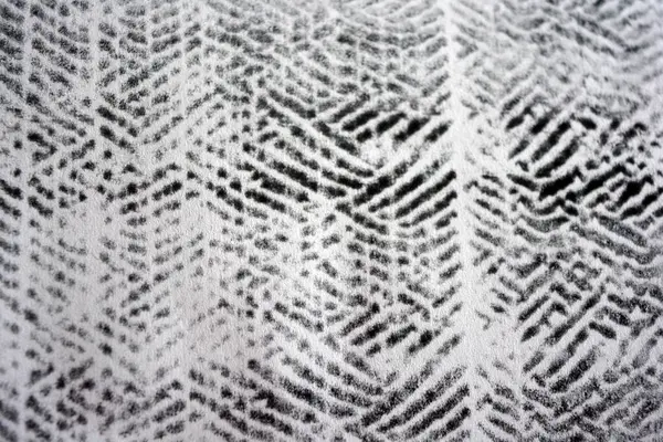 Lazer yazıcı tarafından yapılan siyah desenli temiz beyaz kağıda alışılmadık bir çizim. Grafikler, alışılmadık çizimler, doku, semboller, kancalar, kareler.