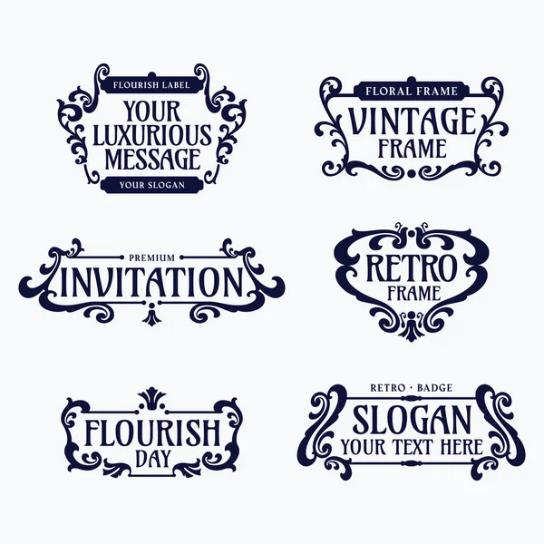 Flourish Frames Label Banner Logo Emblem Menu Sticker Other Design Illustration De Stock