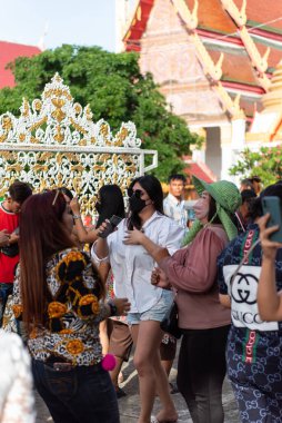 Suphanburi, Thailand - June 12, 2022 : Ordination ceremony in buddhist Thai monk ritual for change man to monk in ordination ceremony in buddhist in Thailand