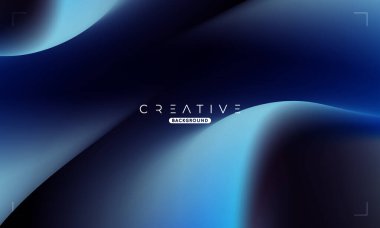 Soyut sıvı gradyan arkaplan. Siyah ve Mavi Akışkan Renk Gradyanı. Reklamlar, Banner, Poster, Kapak, Web, Broşür, Duvar Kağıdı ve Broşür için Tasarım Şablonu. Vektör.