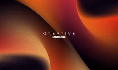 Soyut sıvı gradyan arkaplan. Siyah ve Turuncu Sıvı Renk Gradyanı. Reklamlar, Banner, Poster, Kapak, Web, Broşür, Duvar Kağıdı ve Broşür için Tasarım Şablonu. Vektör.