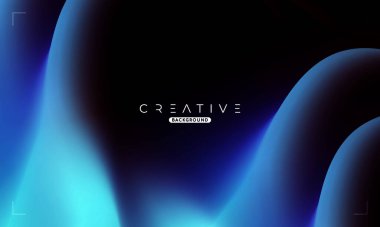 Soyut sıvı gradyan arkaplan. Siyah ve Mavi Akışkan Renk Gradyanı. Reklamlar, Banner, Poster, Kapak, Web, Broşür, Duvar Kağıdı ve Broşür için Tasarım Şablonu. Vektör.