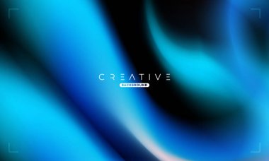 Soyut sıvı gradyan arkaplan. Mavi ve Siyah Akışkan Renk Gradyanı. Reklamlar, Banner, Poster, Kapak, Web, Broşür, Duvar Kağıdı ve Broşür için Tasarım Şablonu. Vektör.