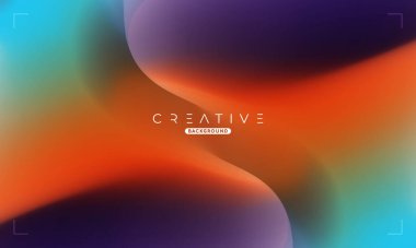 Soyut sıvı gradyan arkaplan. Mavi, Mor ve Turuncu Sıvı Renk Gradyanı. Reklamlar, Banner, Poster, Kapak, Web, Broşür, Duvar Kağıdı ve Broşür için Tasarım Şablonu. Vektör.